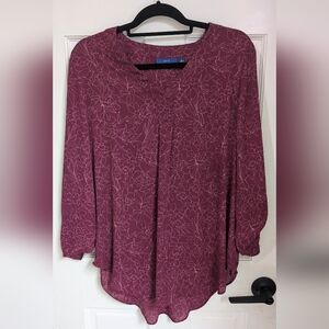 Apt. 9 Women's Plum Floral Blouse -SZ LG